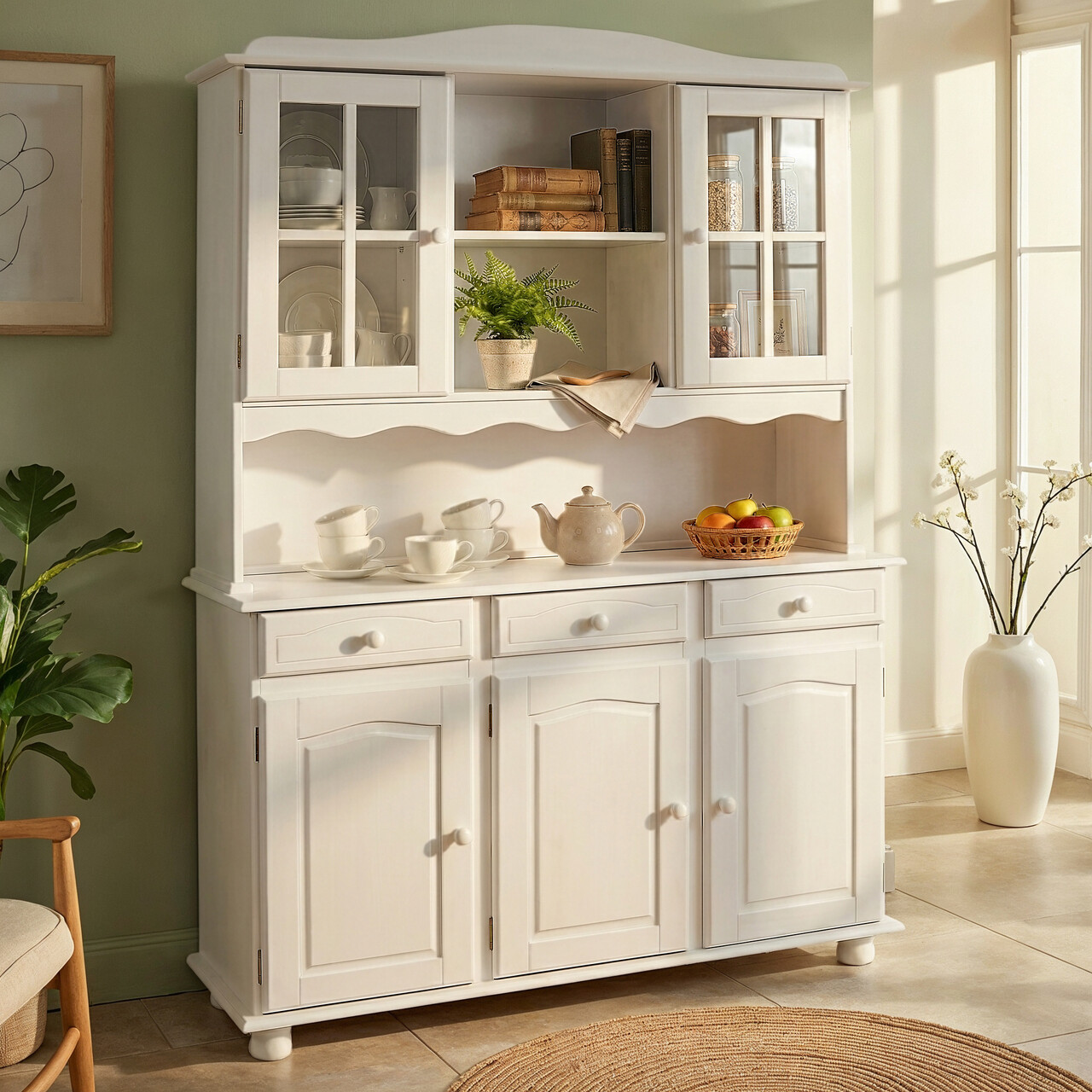 Bufet Siena, Inter Link, 130x32-43x197 cm, lemn, alb - imagine 6
